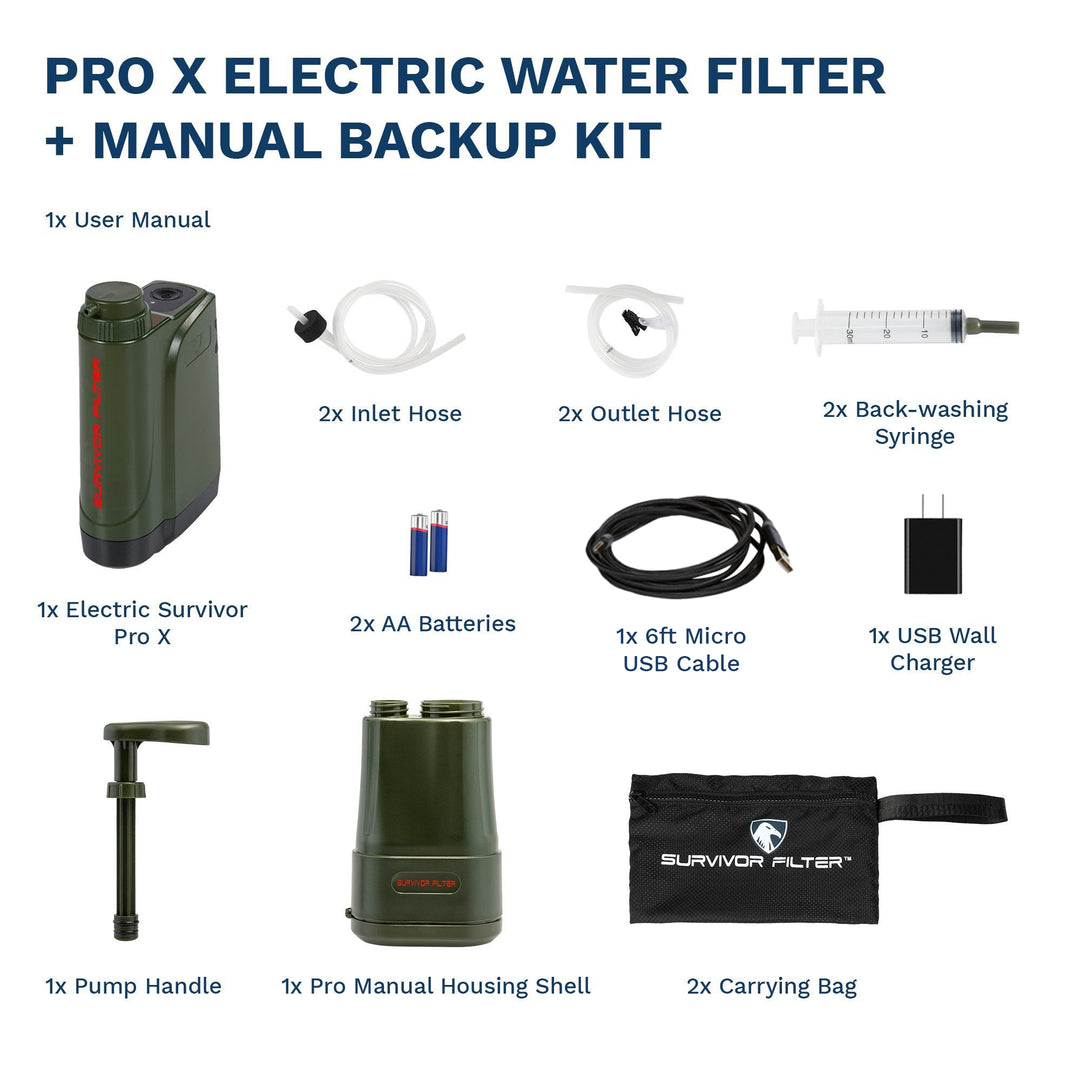 PRO X Electric Water Filter and Manual Backup Kit