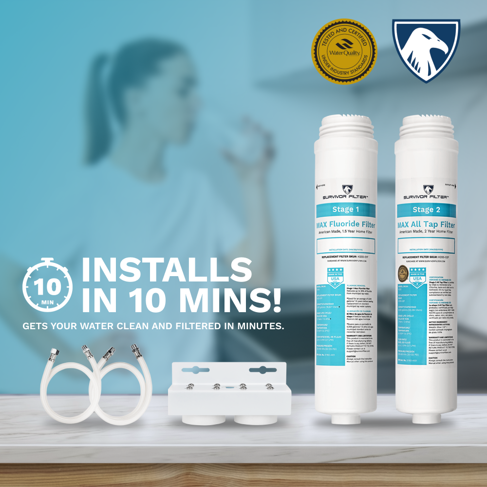 SURVIVOR FILTER™ Max, 2-Stage Fluoride and Chlorine In-Line Home Filter