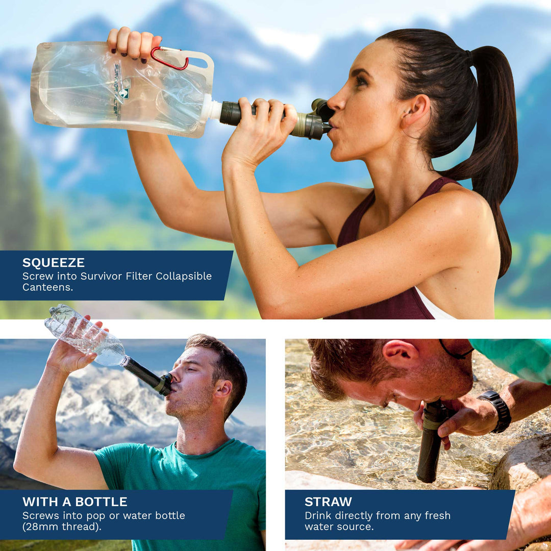 SURVIVOR FILTER SQUEEZE™ Water Filter + 2 Canteens