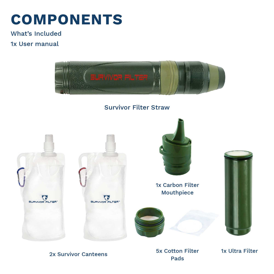 SURVIVOR FILTER SQUEEZE™ Water Filter + 2 Canteens