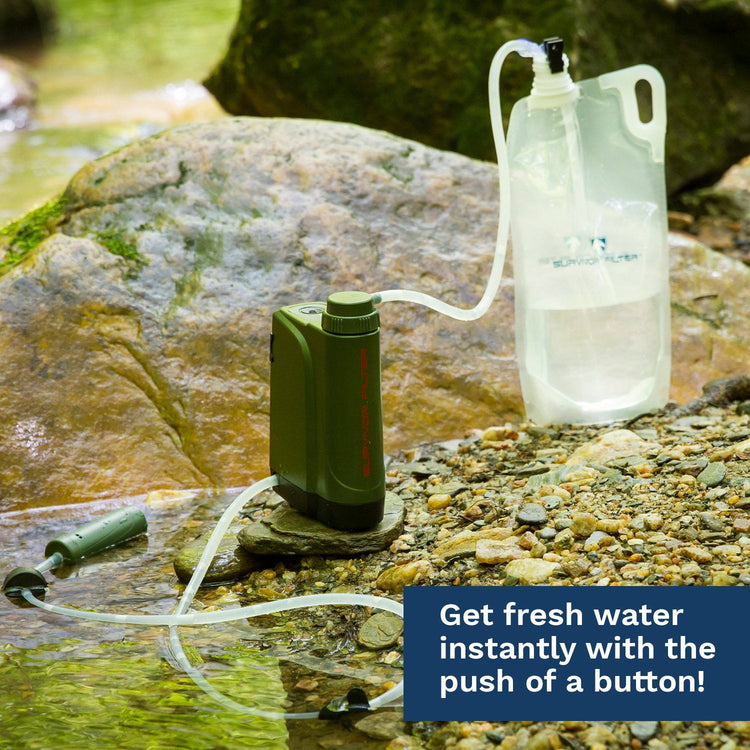 PRO X Electric Water Filter and Extra Replacement Filters and Manual Backup Kit - Survivor Filter
